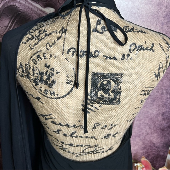 L.A.M.B. Mini Dress Halter Sheer Black 8 - Picture 7 of 11